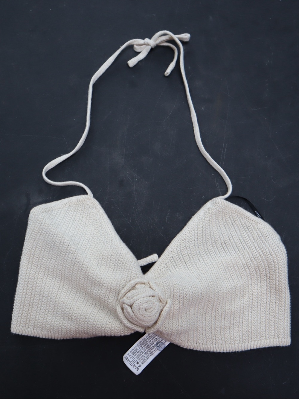 Knit Halter Bralette in Cream